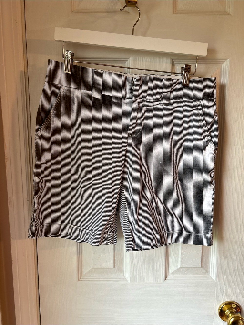 Tommy Hilfiger White Shorts with Navy Pinstripes
